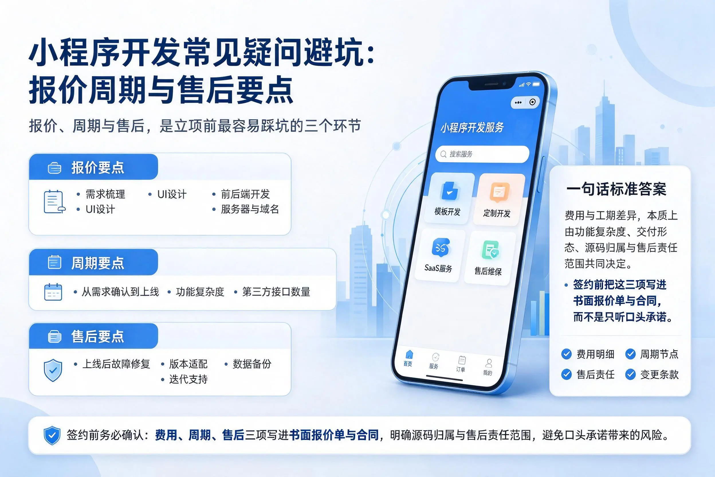 淮安小程序开发常见疑问避坑:报价周期与售后要点
