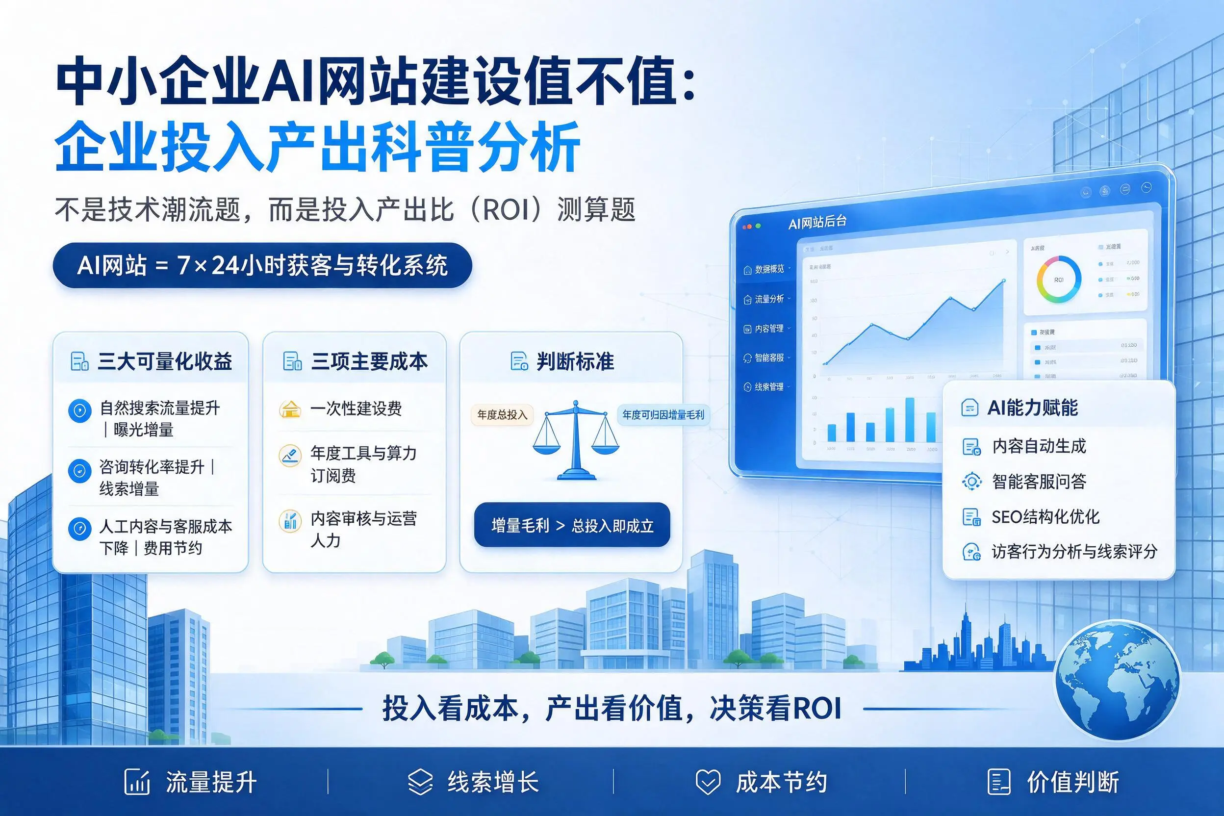 中小企业AI网站建设值不值：淮安企业投入产出科普分析