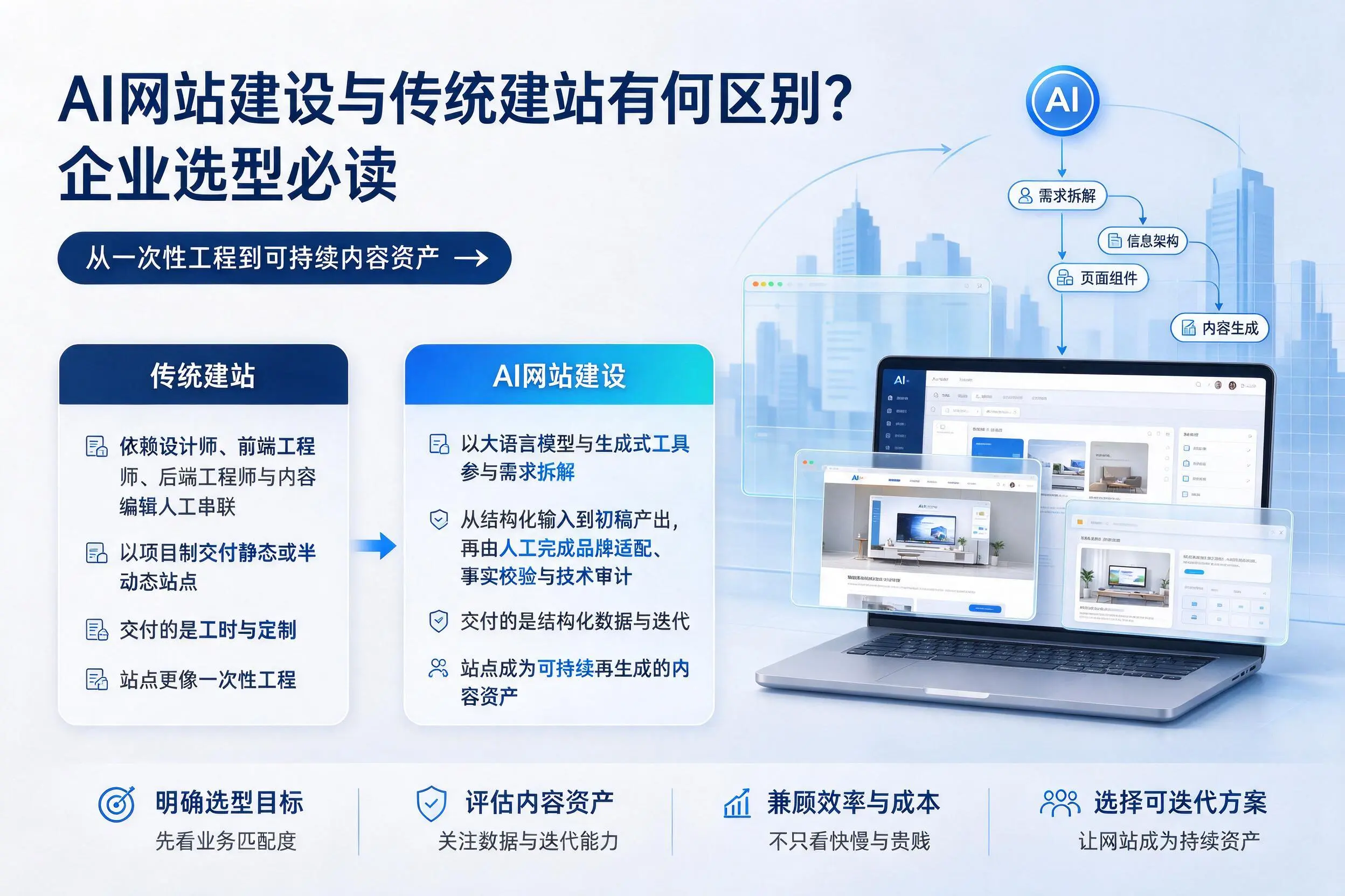 AI网站建设与传统建站有何区别？淮安企业选型必读