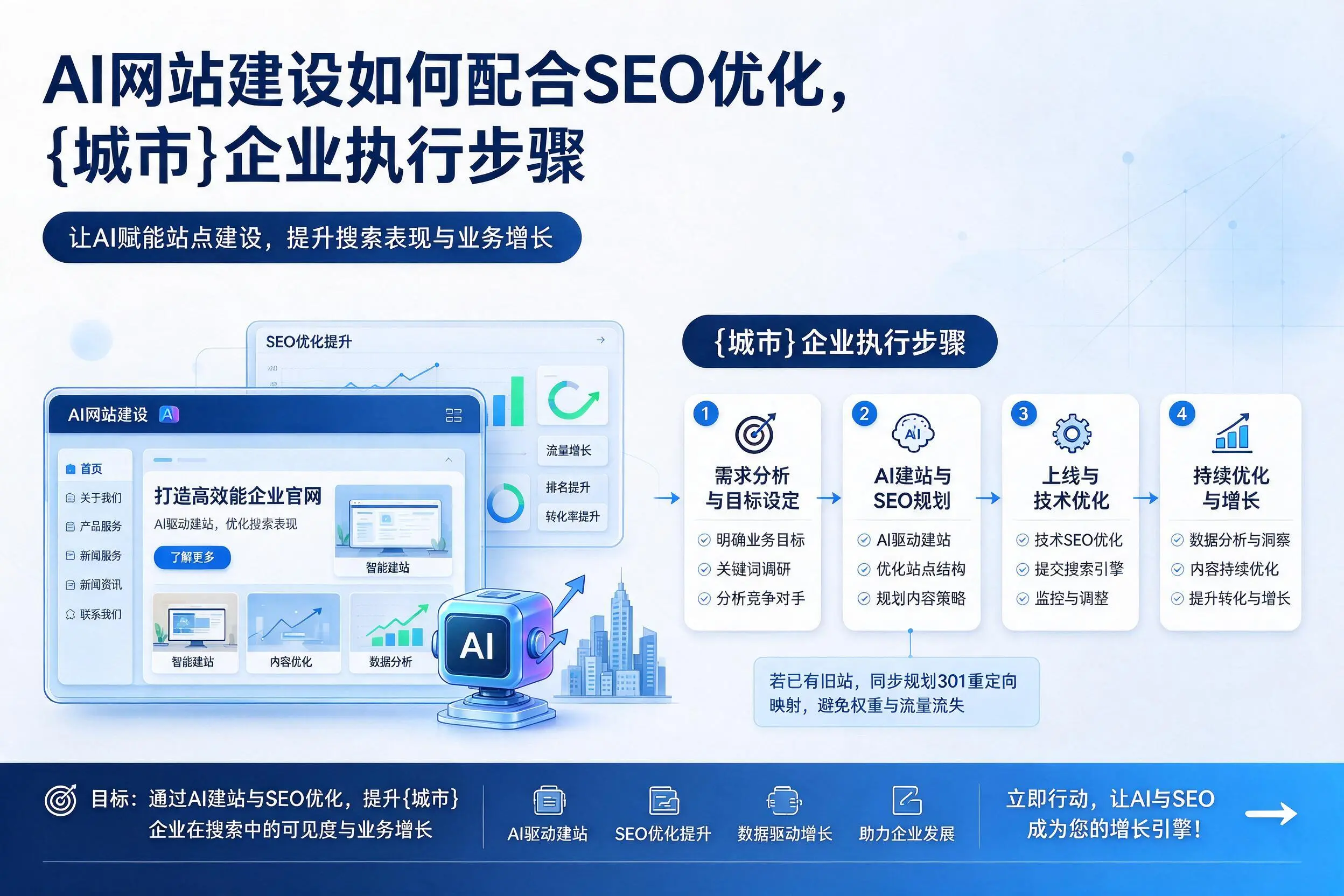 AI网站建设如何配合SEO优化,淮安企业执行步骤