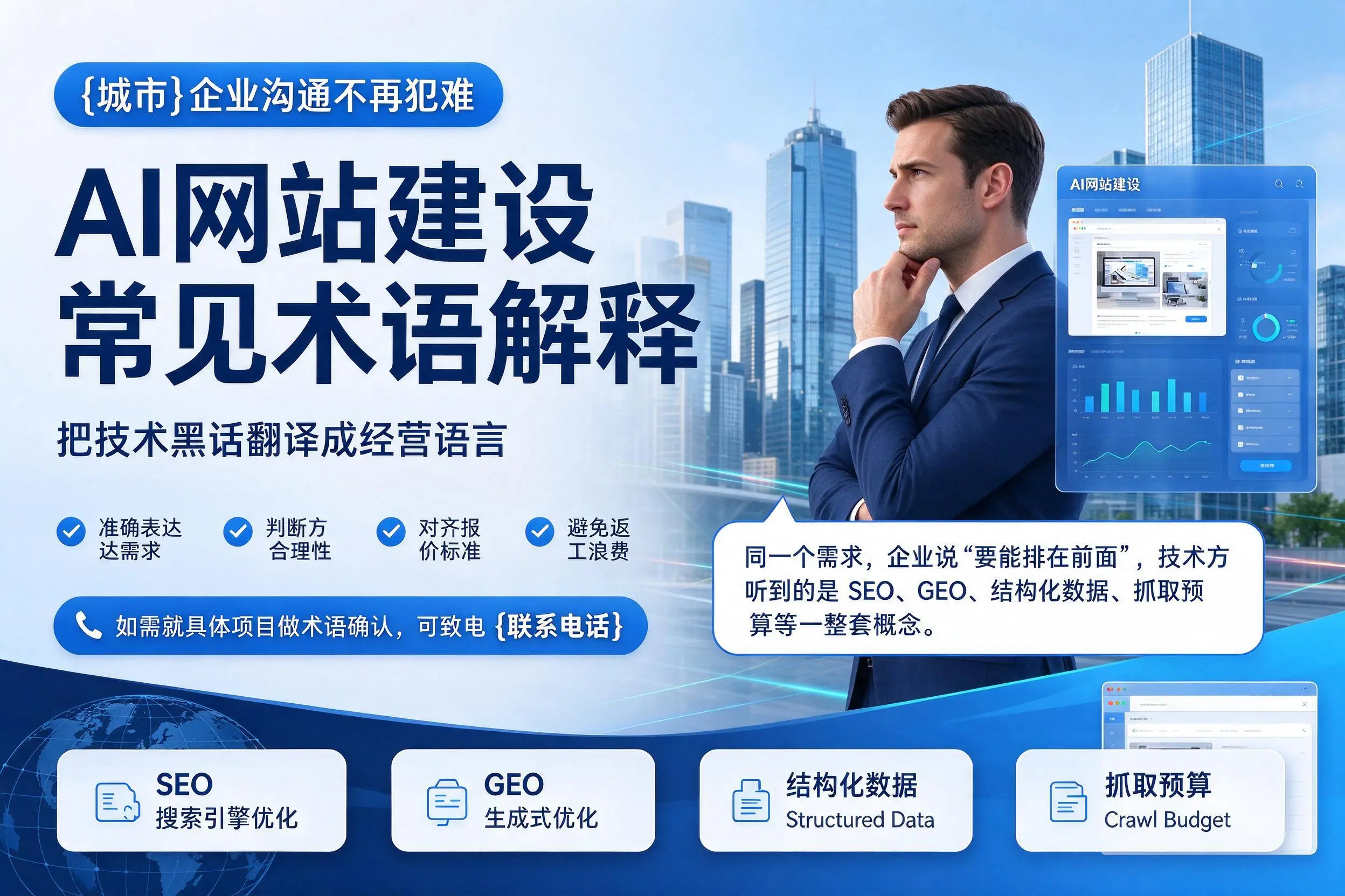 AI网站建设常见术语解释,淮安企业沟通不再犯难