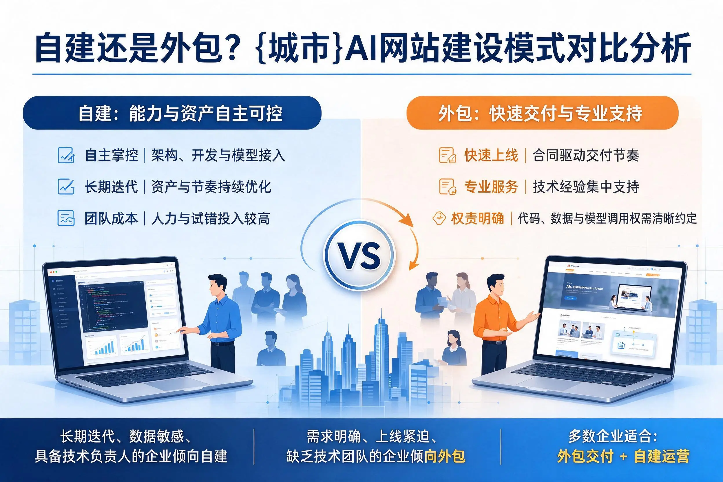 自建还是外包?淮安AI网站建设模式对比分析